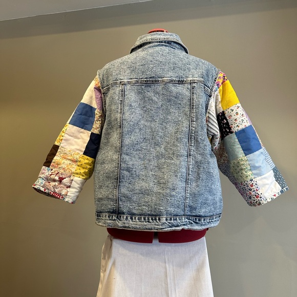 Patchwork Sleeve Denim Jacket - Picture 4 of 12